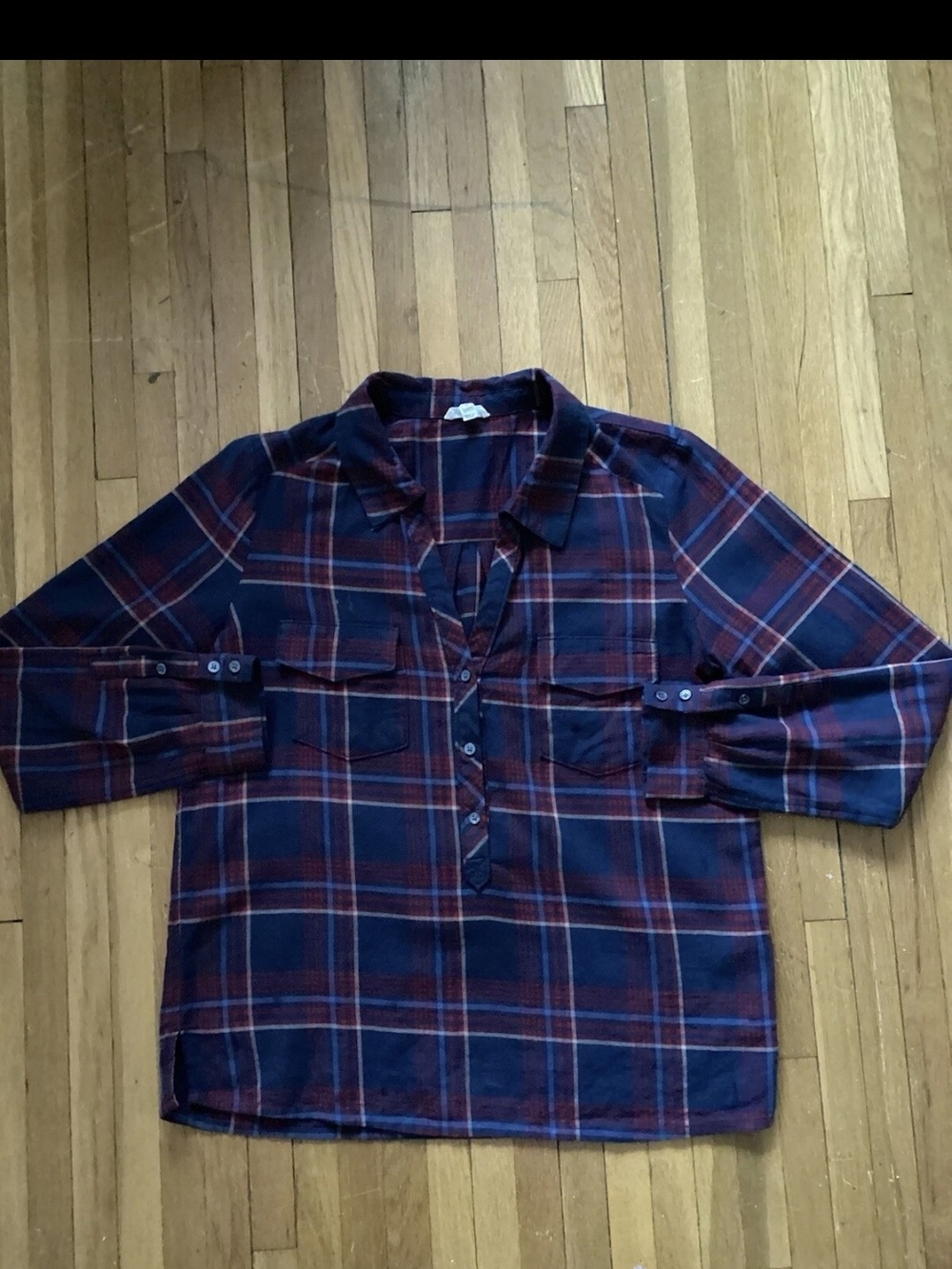Soft Joie Ladies Size Small Blue/Red Flannel Button Front Shirt,100% Cotton